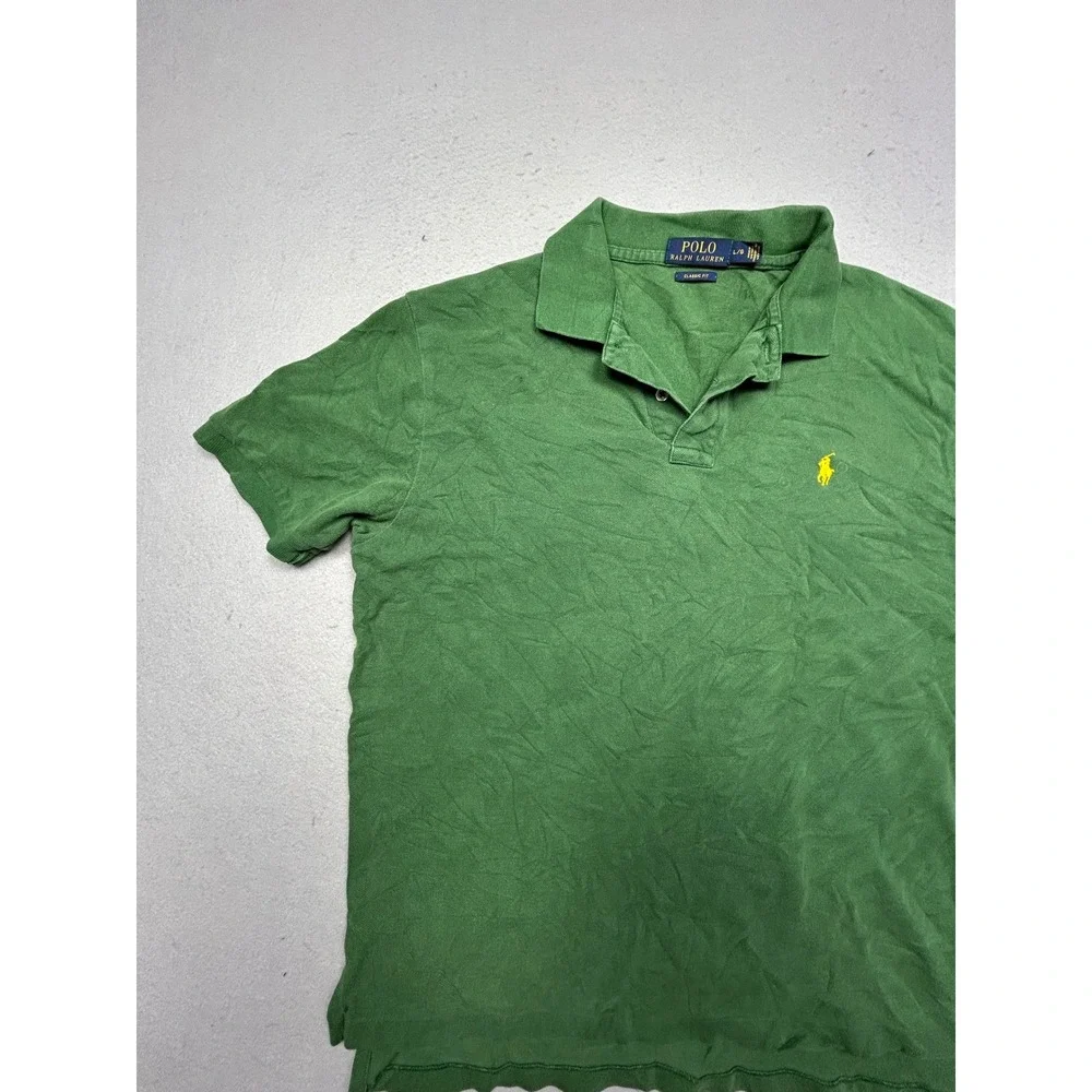 Polo Ralph Lauren Polo Shirt Cotton Pique Green Large Mens